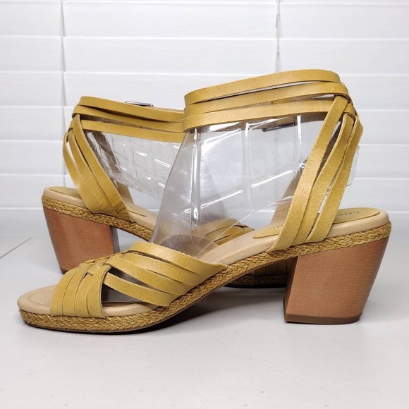 Lucky Brand Noxa Open Toe Boho 10M Leather Block Heel Sandals - Picture 5 of 14